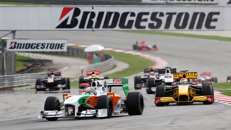 Formula One Cars Racing — White, Dynamic, Afternoon