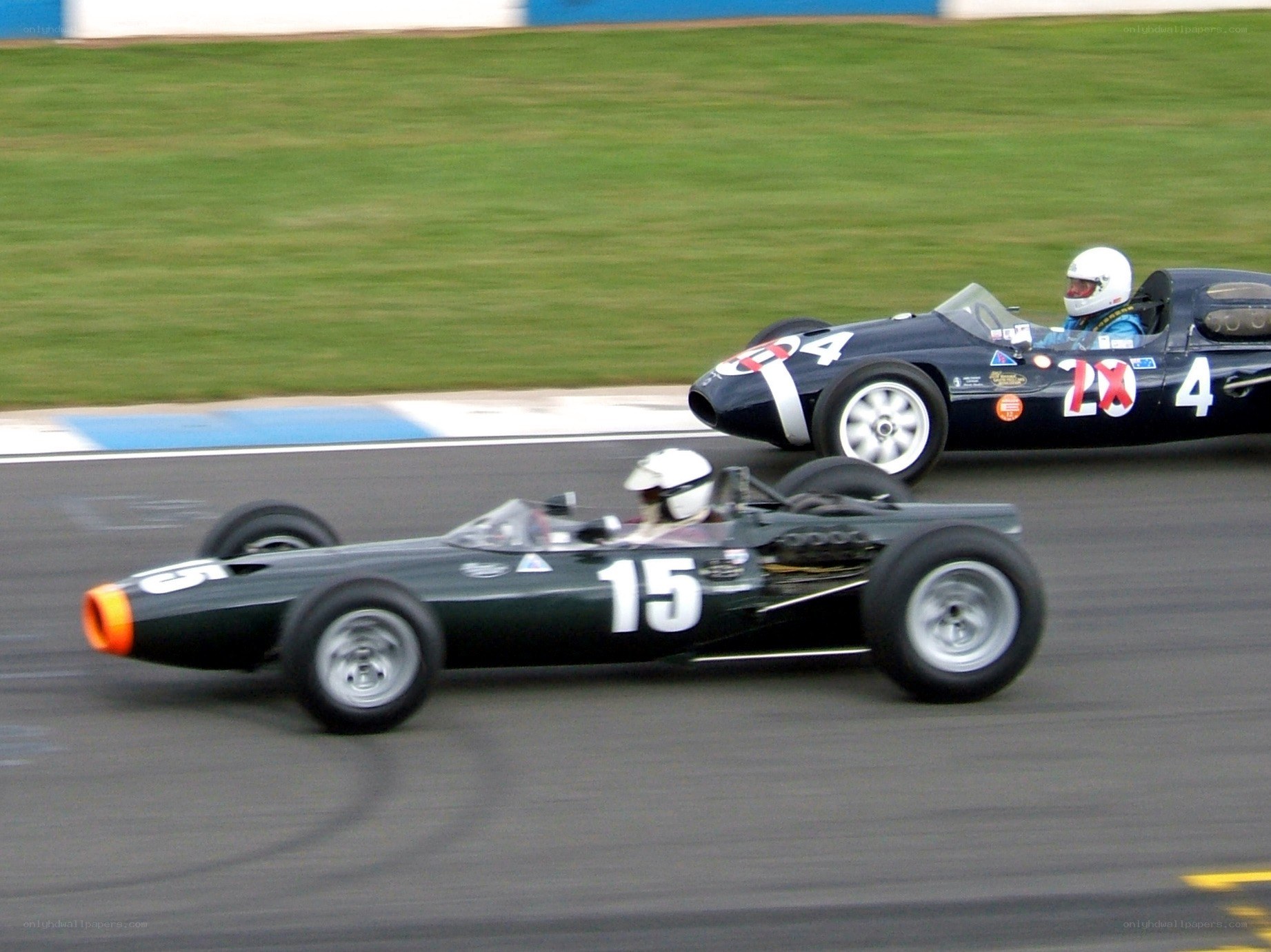 Formula One cars racing