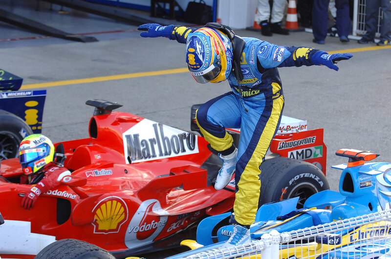 Formula One driver celebrates