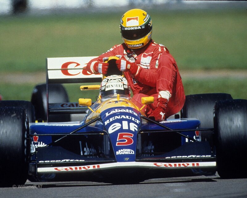Formula One Driver in Car — Blue, Focused
