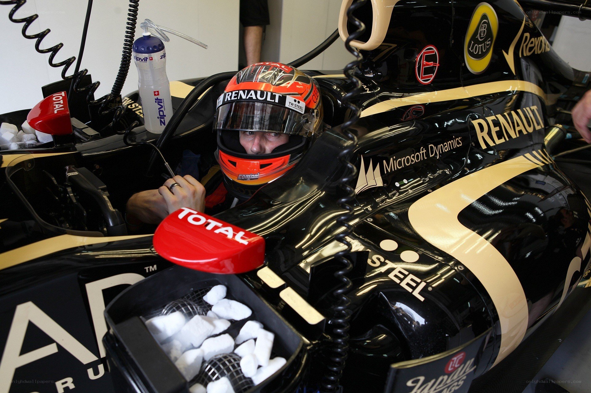 Formula One driver in cockpit