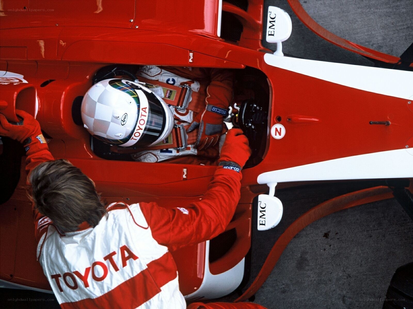 Formula One driver in cockpit