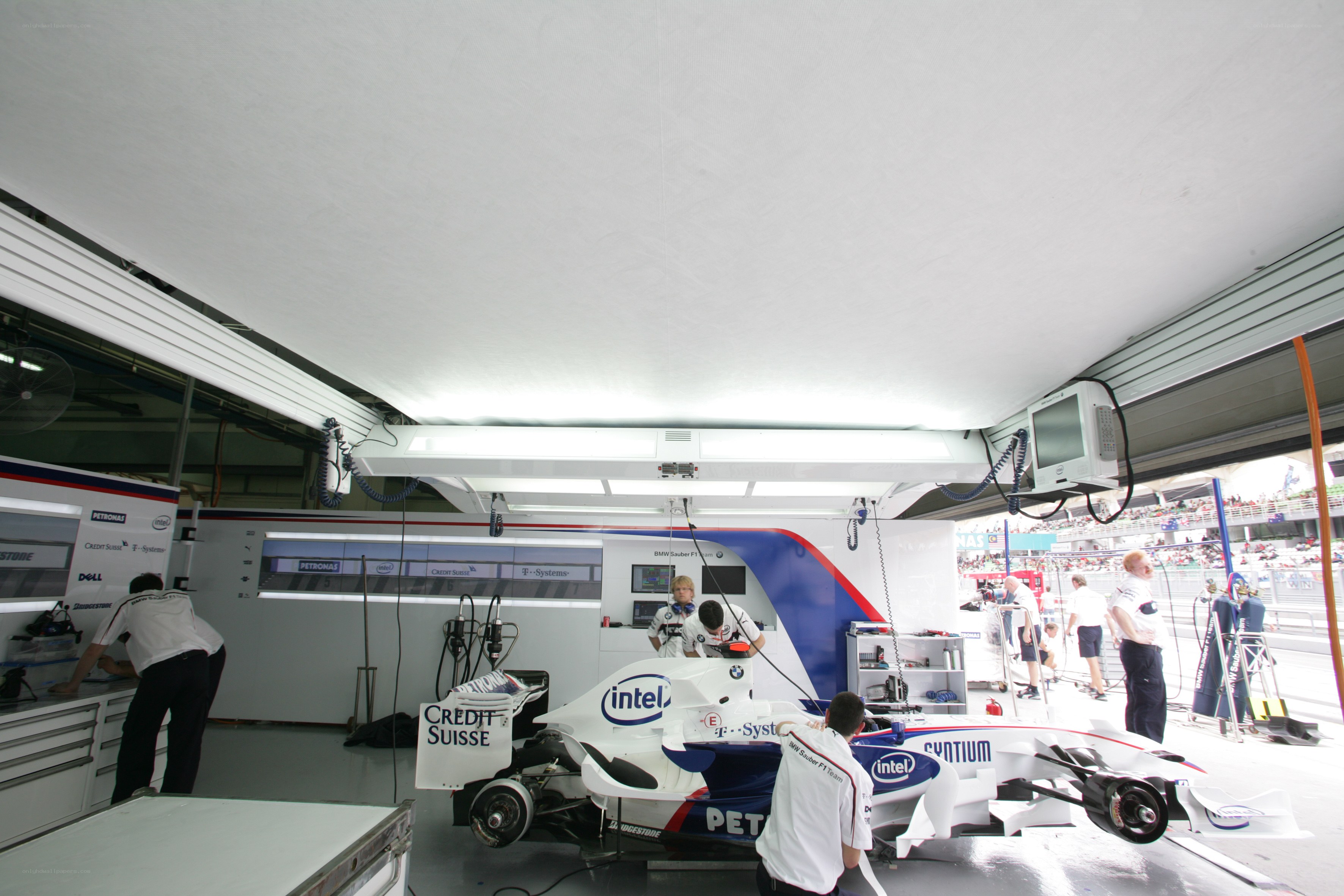 Formula One pit crew at work