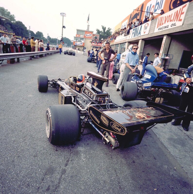 Formula One pit lane scene