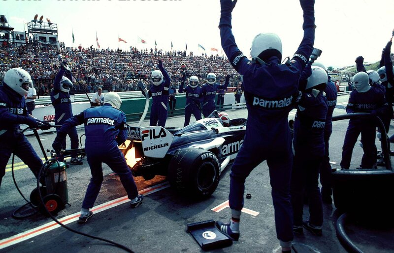 Formula One pit stop celebration