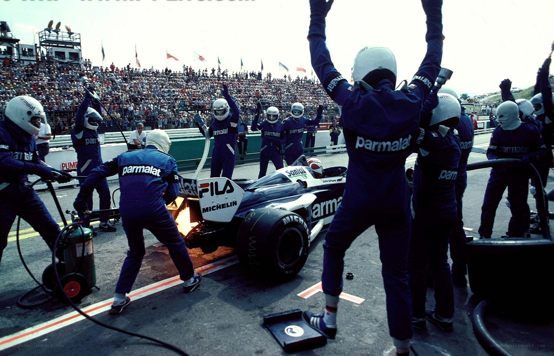 Formula One pit stop celebration