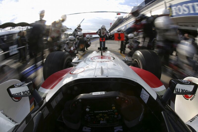 Formula One pit stop in action