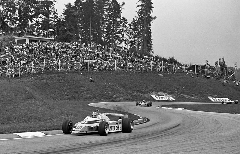 Formula One race at a curving track