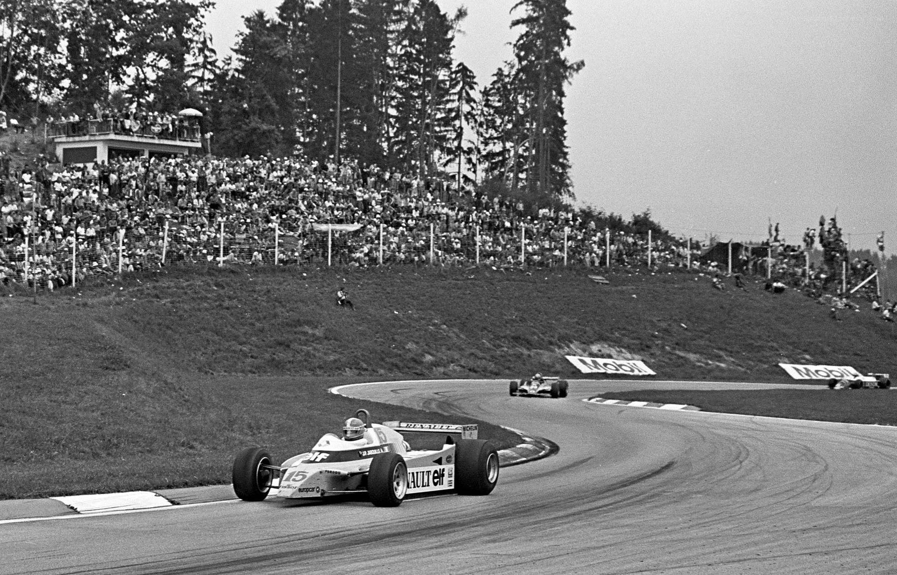 Formula One race at a curving track