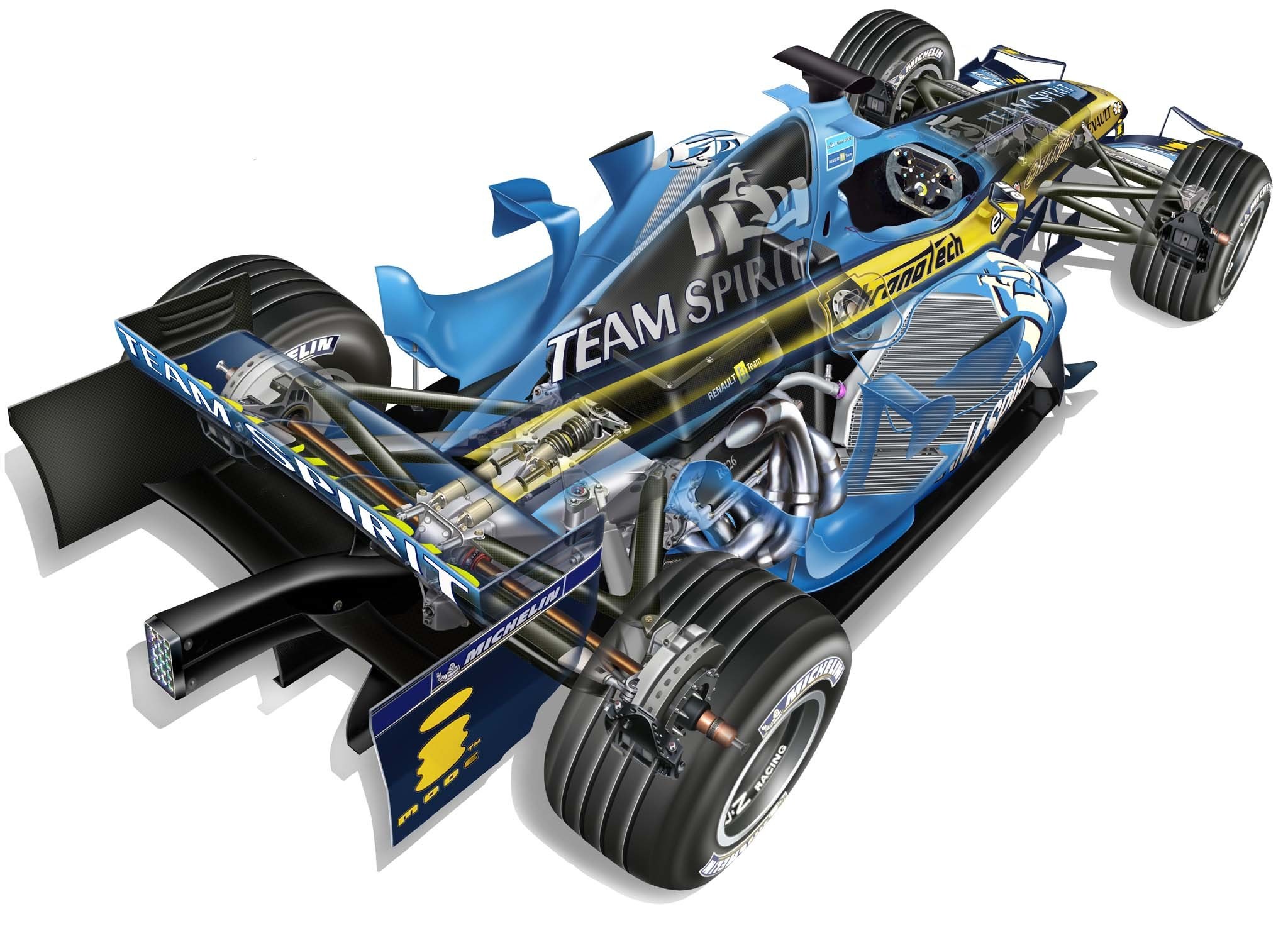 Formula One race car cutaway