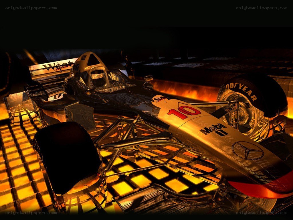 Formula One race car in garage