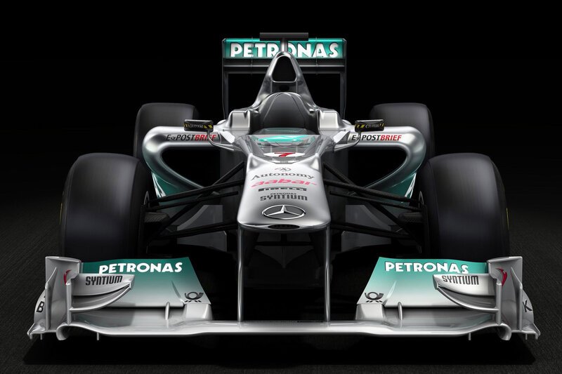 Formula One Race Car — Silver, Dramatic