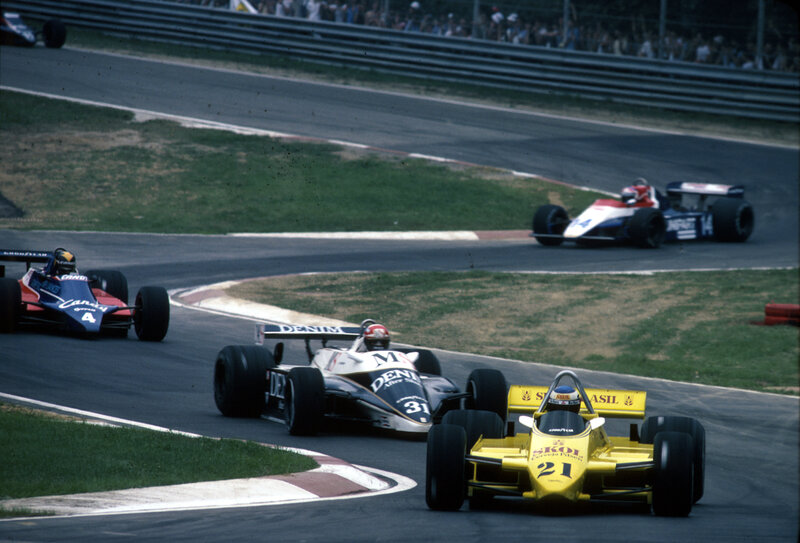 Formula One race cars on track