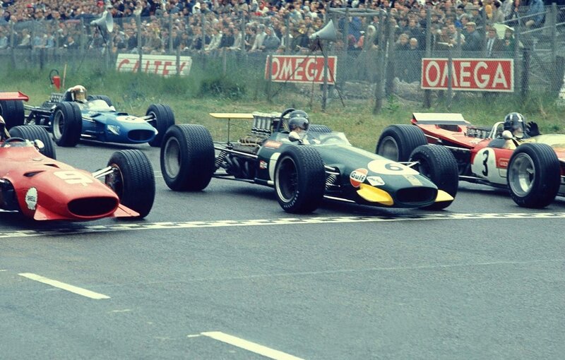 Formula One race cars on track