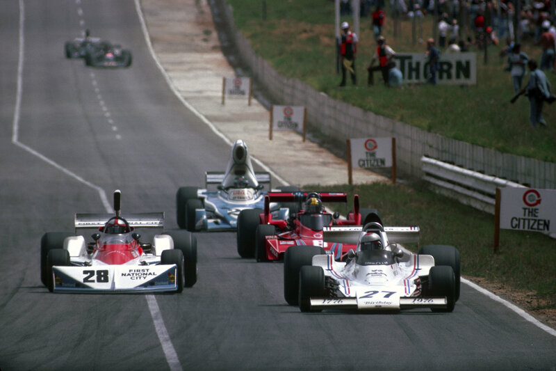 Formula One race cars on track
