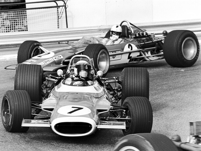 Formula One race cars on track