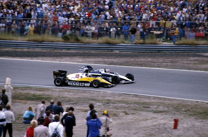 Formula One race cars on track