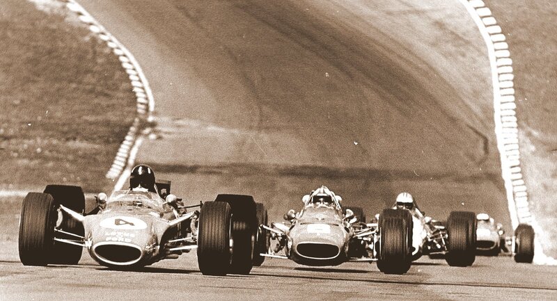 Formula One race cars on track