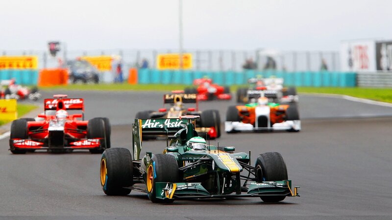 Formula One race cars on track
