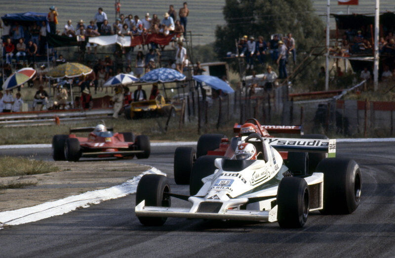 Formula One race cars on track