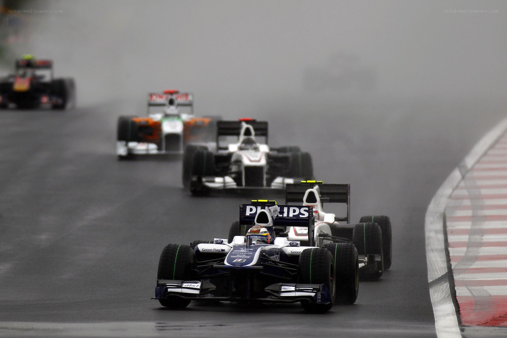 Formula One race in rain