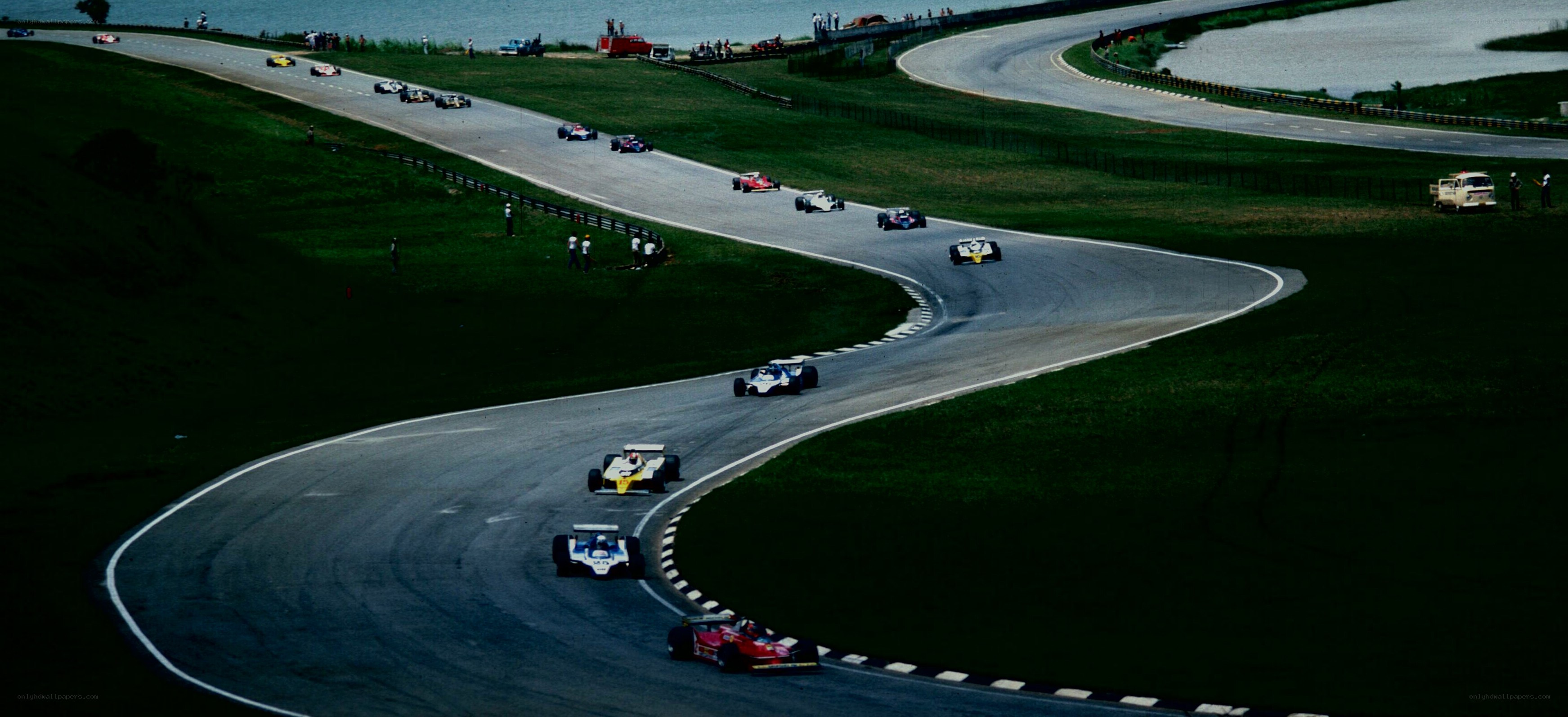 Formula One race on a winding track