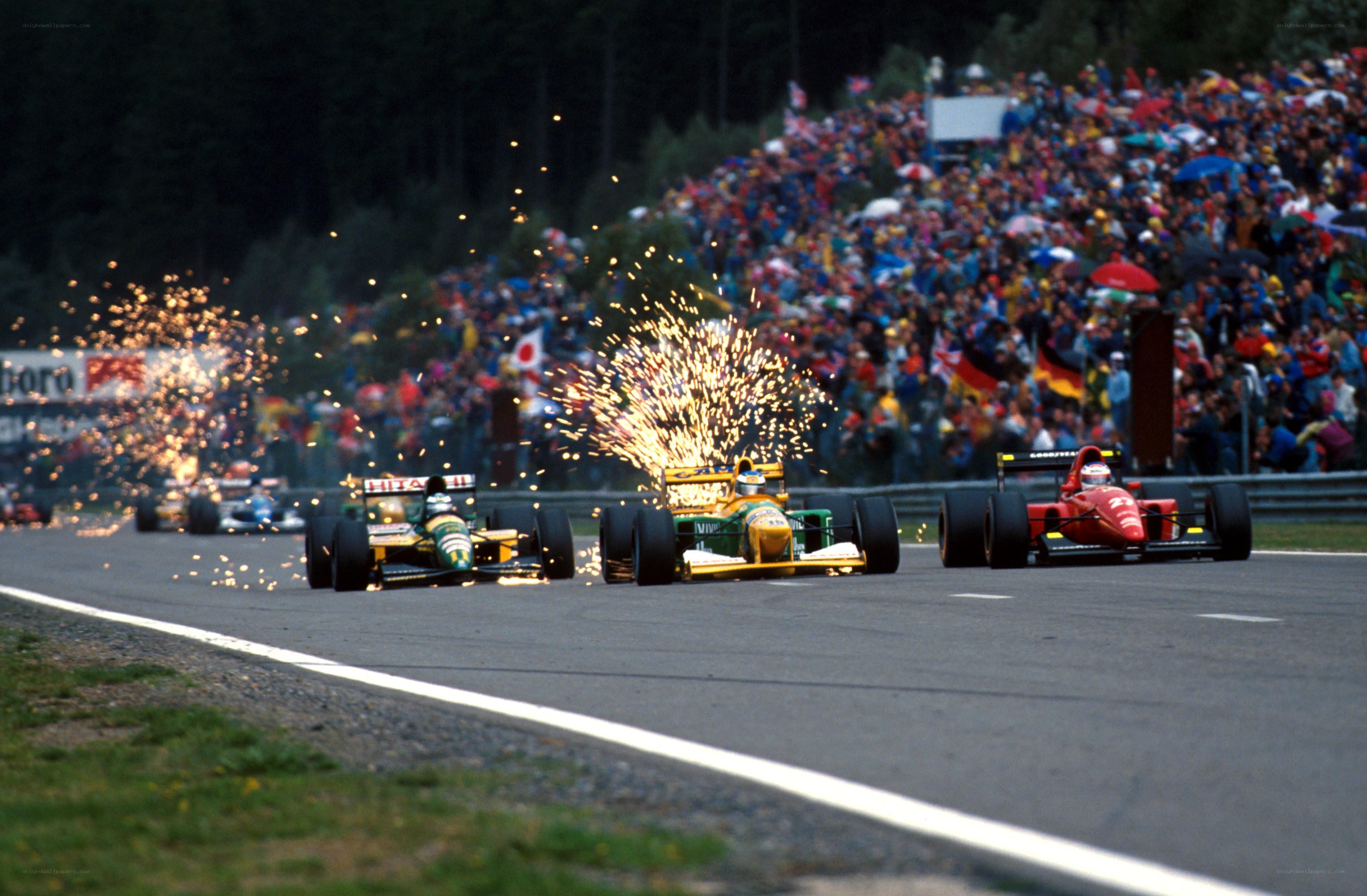 Formula One race with sparks