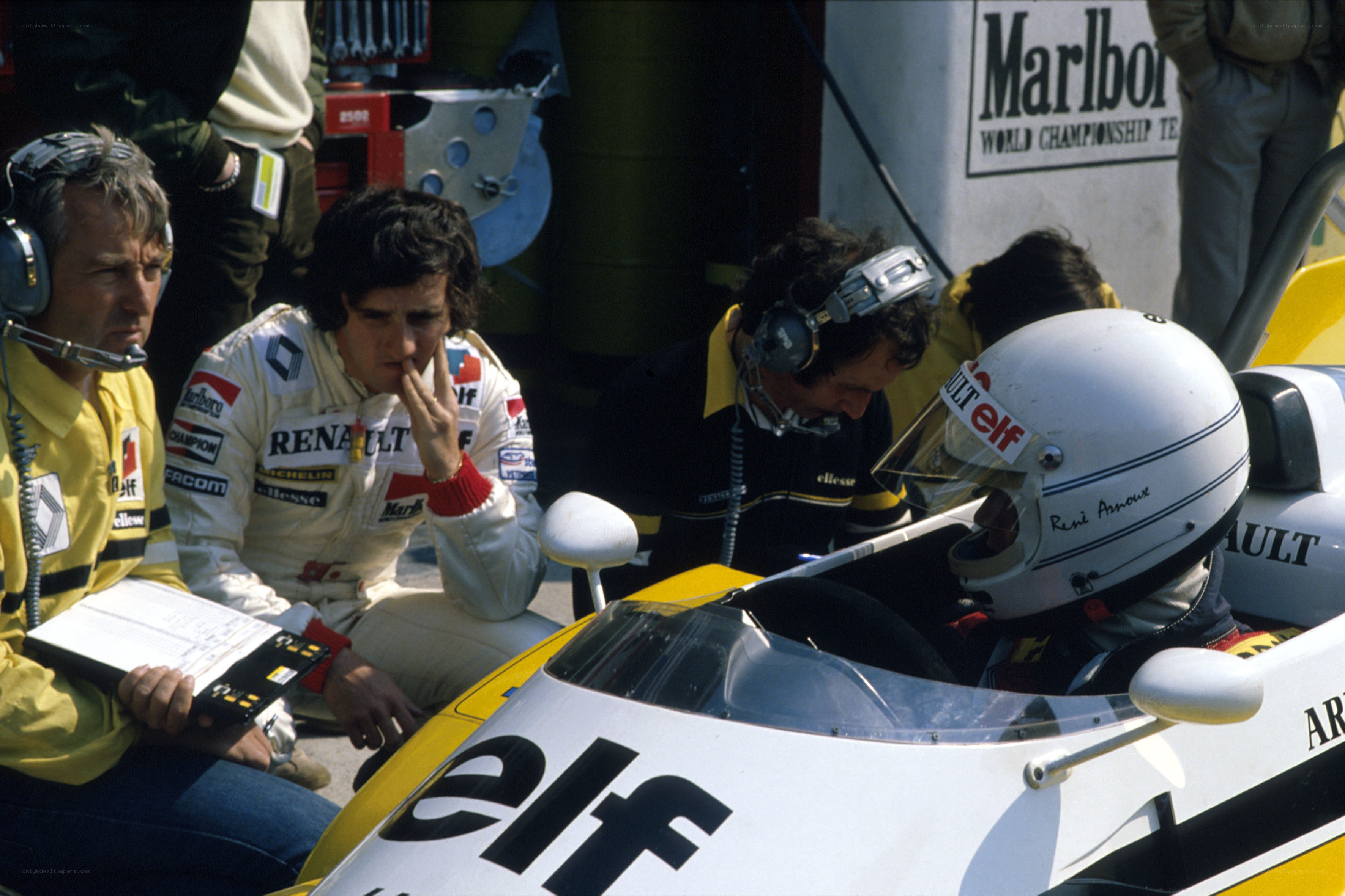 Formula One team in pit lane