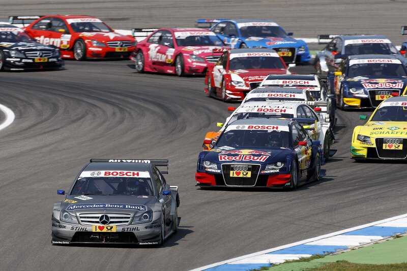 Formula racing cars on track
