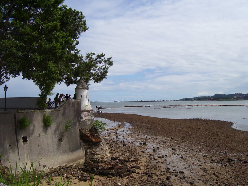 Fort and coastal view at low tide
