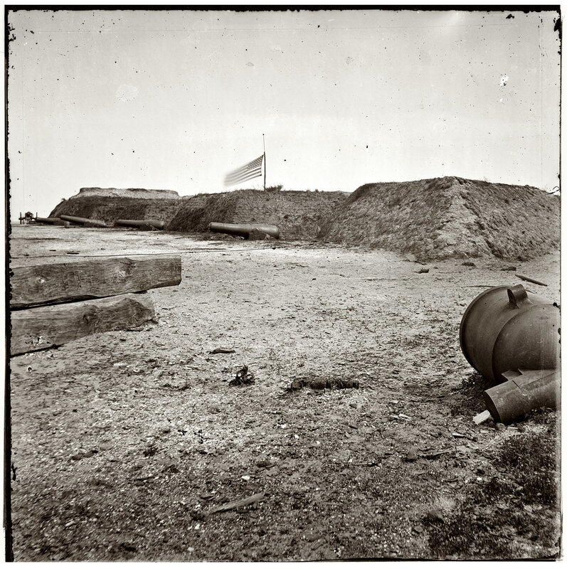 Fort with American flag