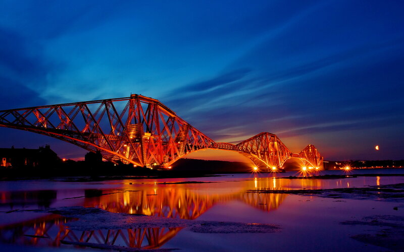 Forth Bridge at Dusk — Blue, Dramatic, Night