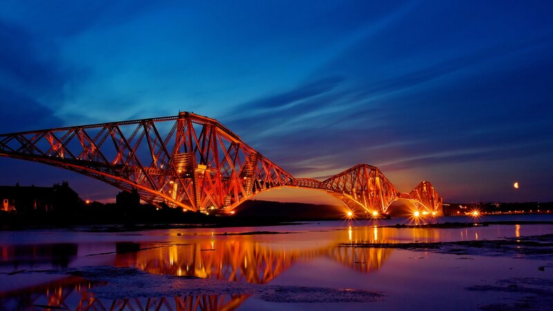 Forth Bridge at Dusk — Blue, Dramatic