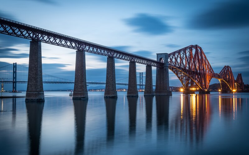 Forth Bridge at Dusk — Blue, Serene