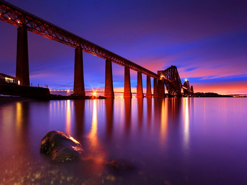 Forth Bridge at Dusk — Purple