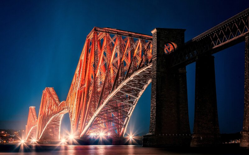 Forth Bridge at Night — Blue