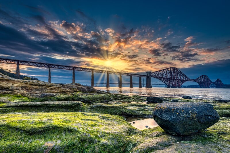 Forth Bridge at Sunset — Blue, Dramatic