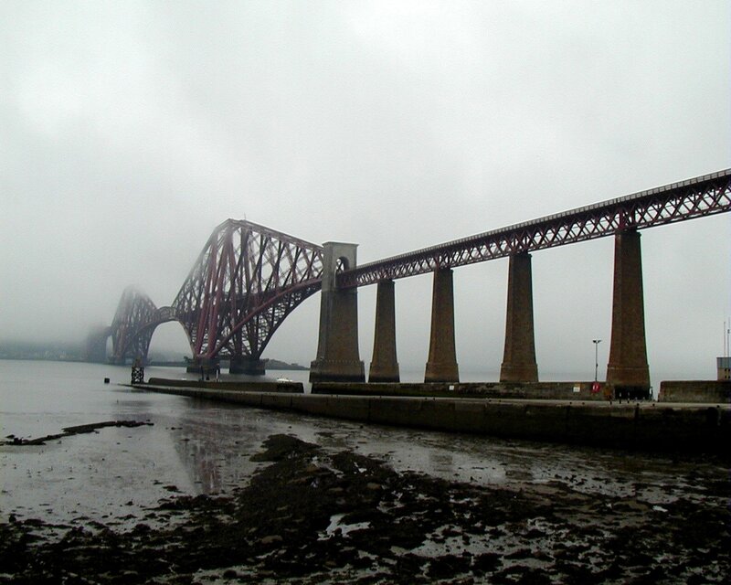 Forth Bridge on a foggy day