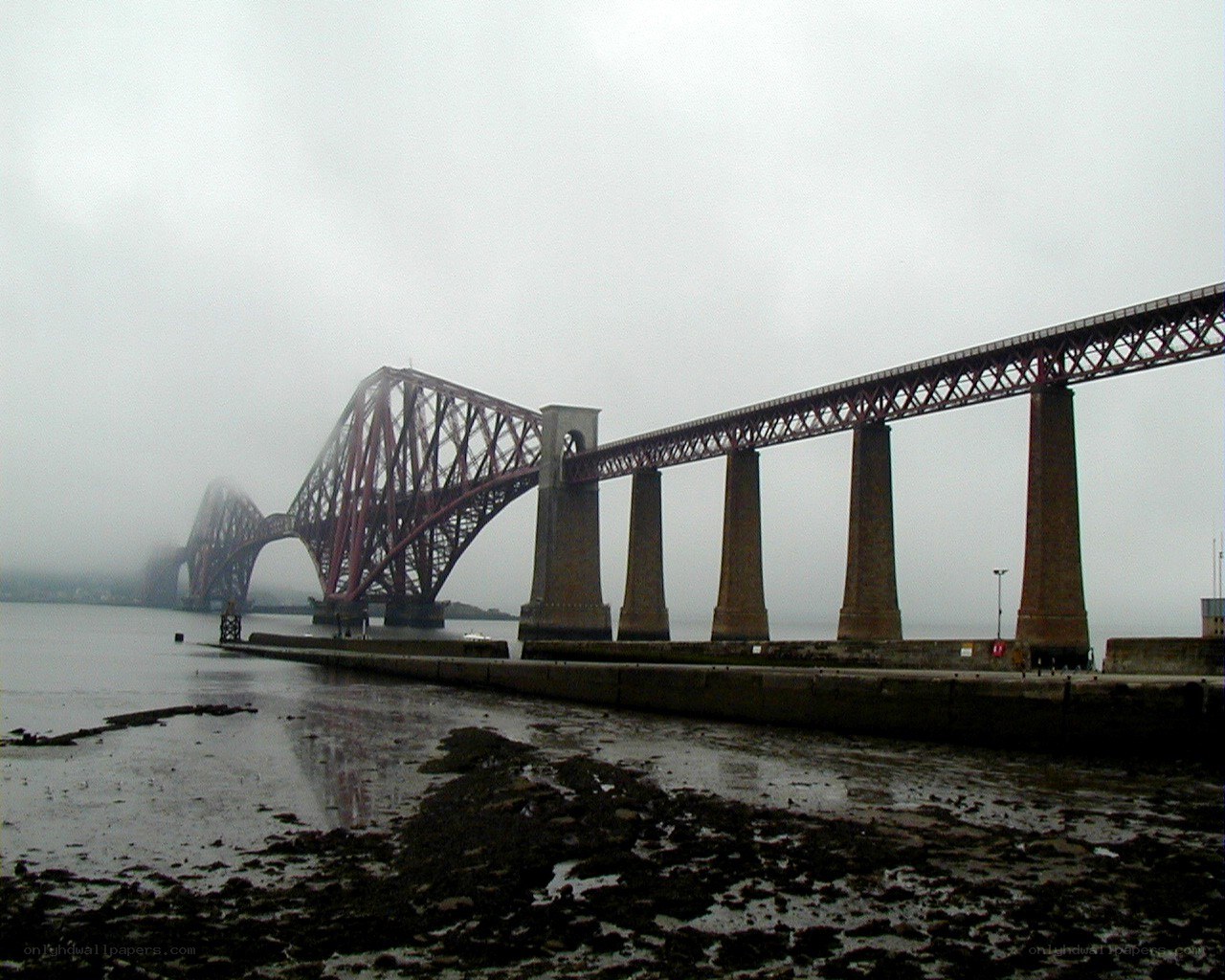 Forth Bridge on a foggy day
