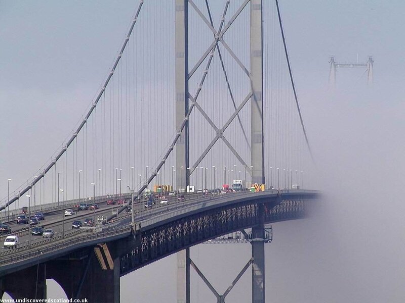 Forth Road Bridge in fog