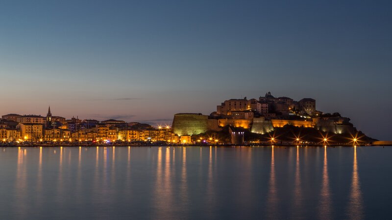 Fortified Town at Dusk