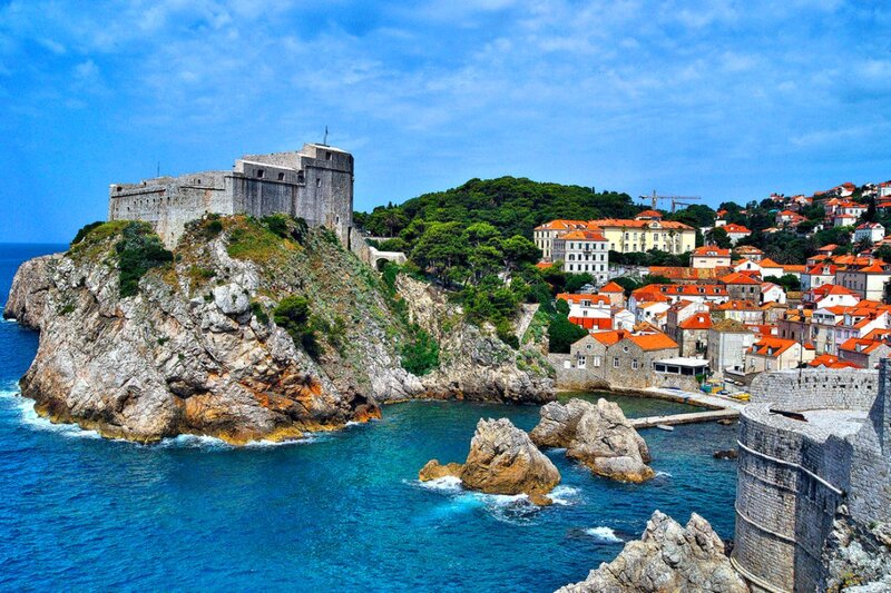 Fortress on Rocky Cliff — Blue, Serene