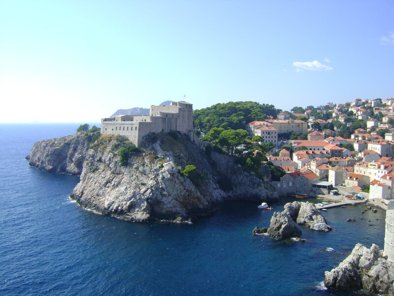 Fortress on Rocky Cliff — Blue