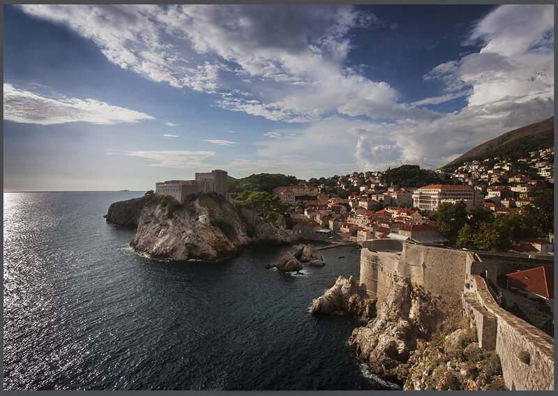Fortress on Rocky Coast — Blue, Dramatic, Afternoon