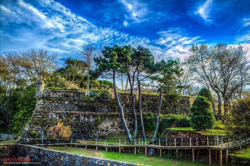 Fortress with wooden walkway