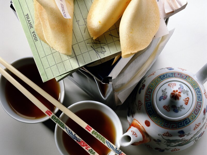 Fortune cookies and tea set
