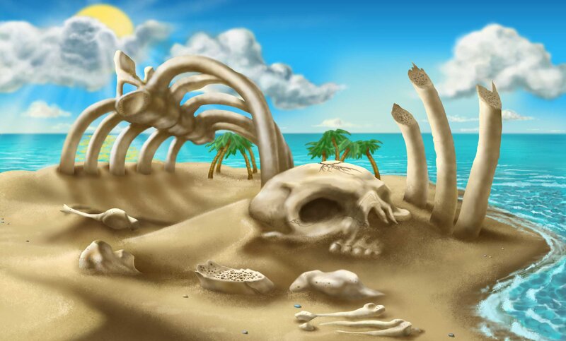 Fossilized Skeleton on Beach