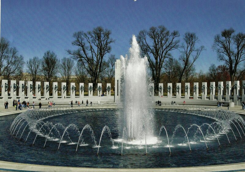 Fountain at Memorial — Blue, Serene