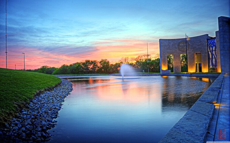 Fountain at Memorial — Blue