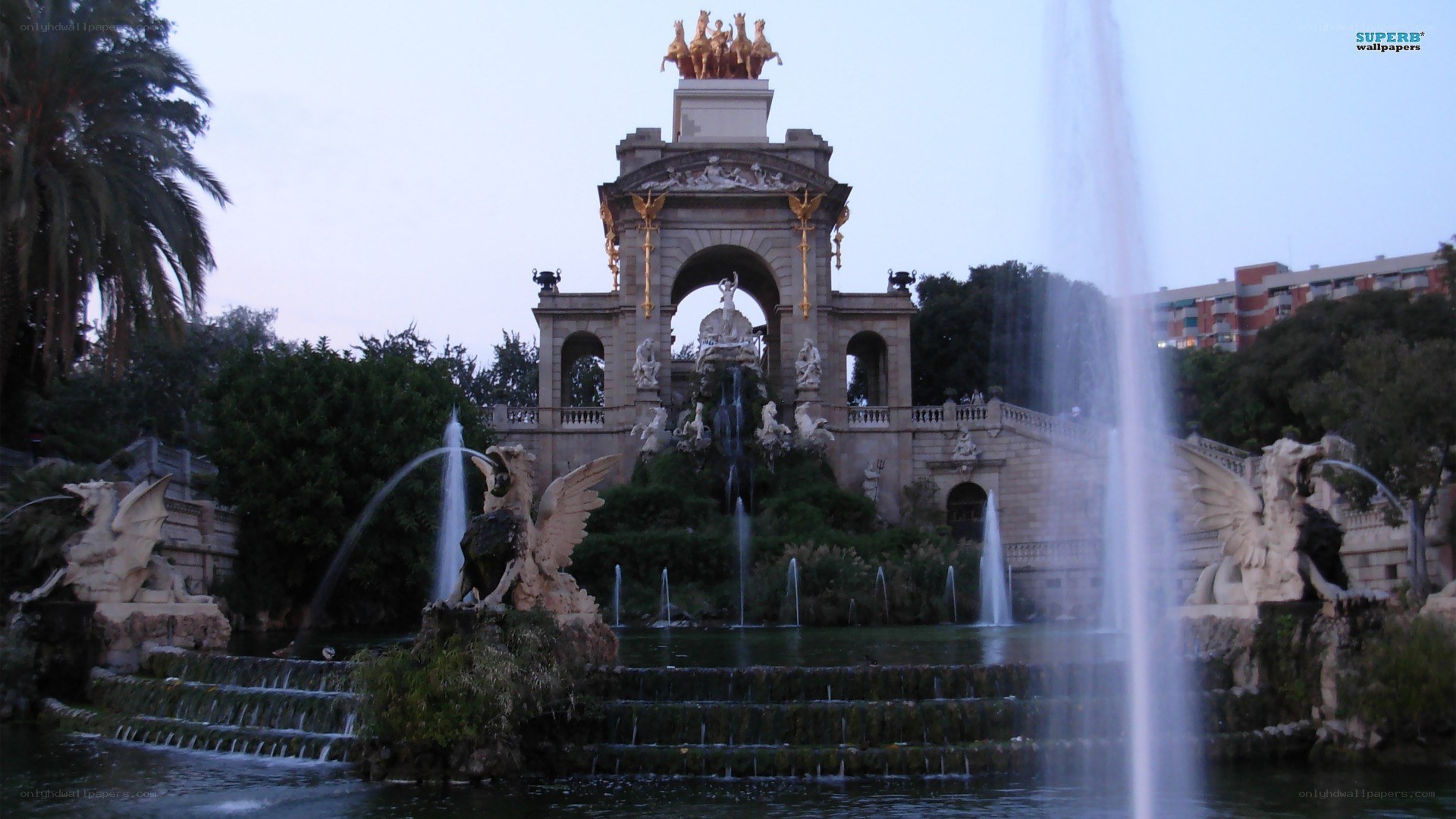fountain at montjuic castle